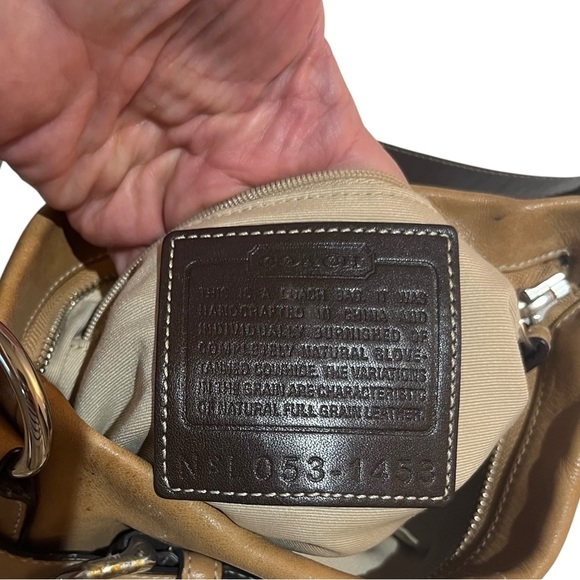 Coach Vintage SoHo Slim Buckle Bag Tan & Chocolate Brown Silver Detail - Picture 6 of 11